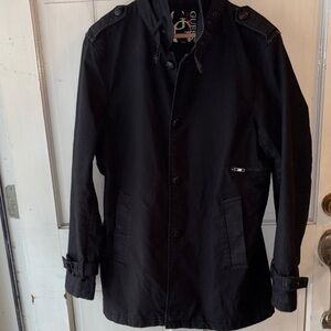 GUESS Men's Dark Military Trench Coat